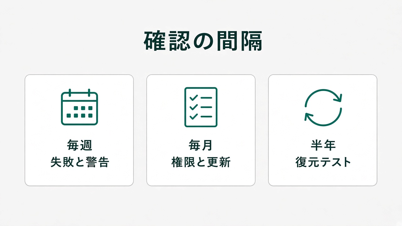 毎週、毎月、半年ごとに見るセキュリティ確認
